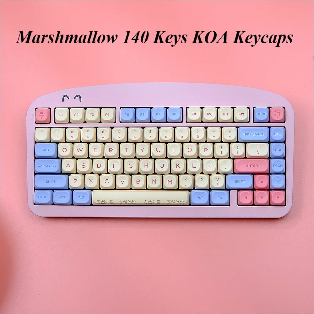 Marshmallow 140-key KOA keyboard keycaps, custom keycaps, personality, girl keycaps, mechanical keyboard accessories