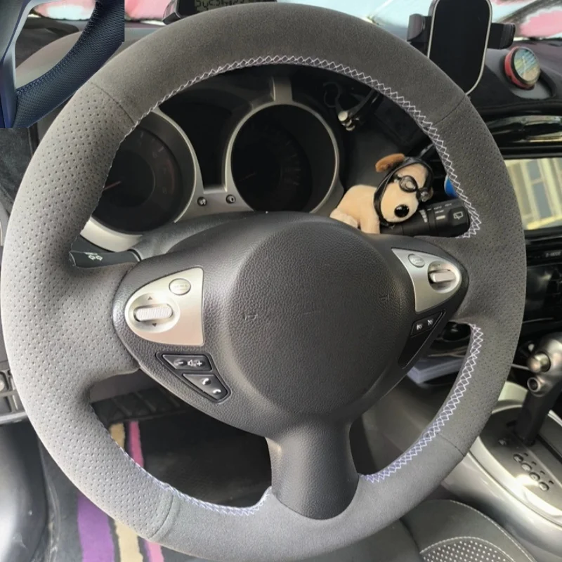 

Suede Leather Hand-stitched Steering Wheel Cover Anti-abrasion Wear-resistant For Infiniti G25 27 Q50L 60 70 QX30 50 60 80