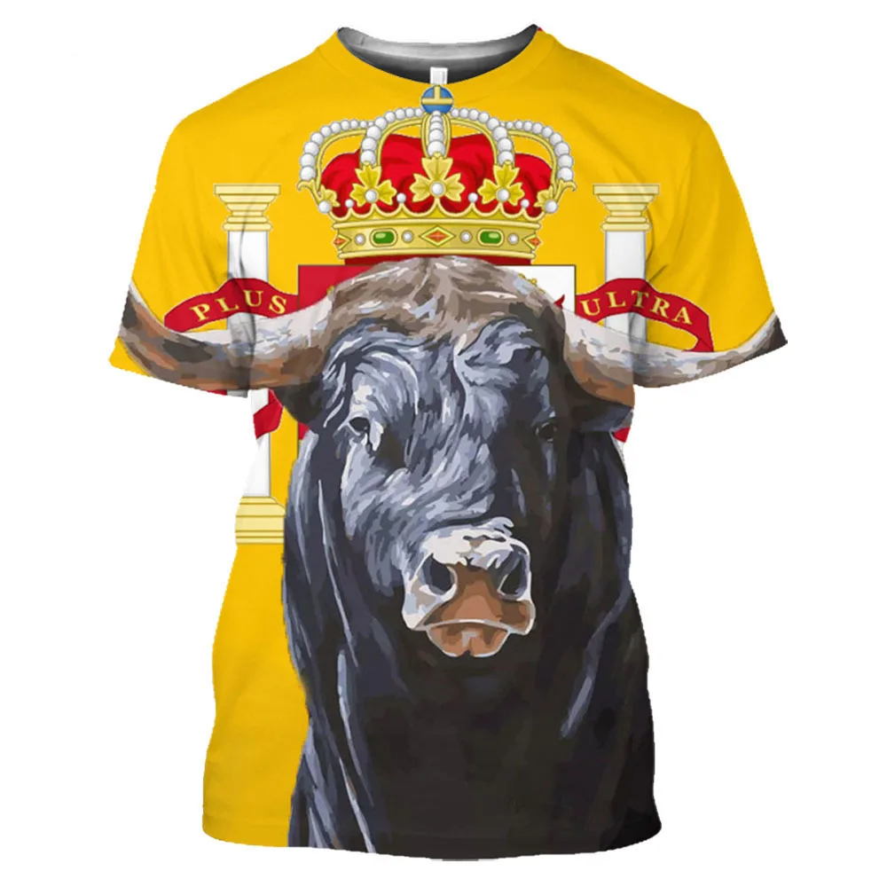 

Spain Bull Shirt Men's T-shirt 3D Printed Tops Fashion Short Sleeve Sweatshirt Summer Round Neck Pullover Casual Mens Clothing