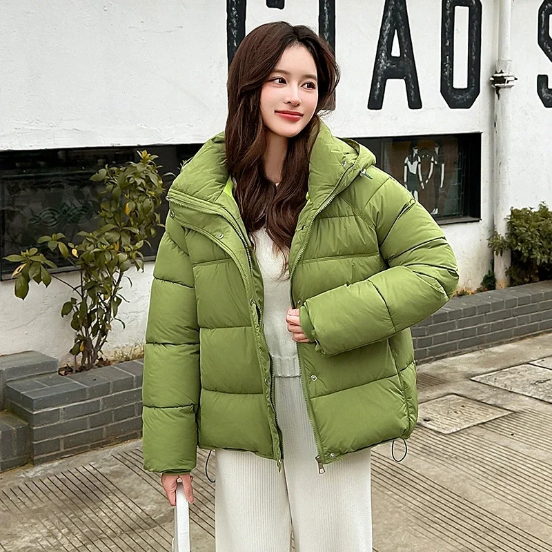 

Winter Jacket Women Cotton Padded Coat Korean Loose Hooded Warm Ladies Thick Coat Solid Casual Student Jackets Female Outerwear