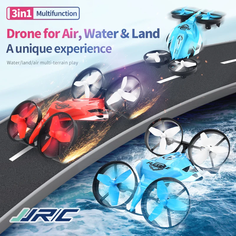 JJRC H113 RC Helicopter 3in1 Mini Tumbling Drone Waterproof Remote Control Boat Dron Car Plane Water Land and Air Children Toys