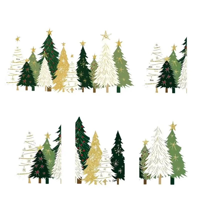 #Christmas Window Stickers 3PCS Cartoon Xmas Tree Decals Boost Festive Atmosphere for Home Glass Decor