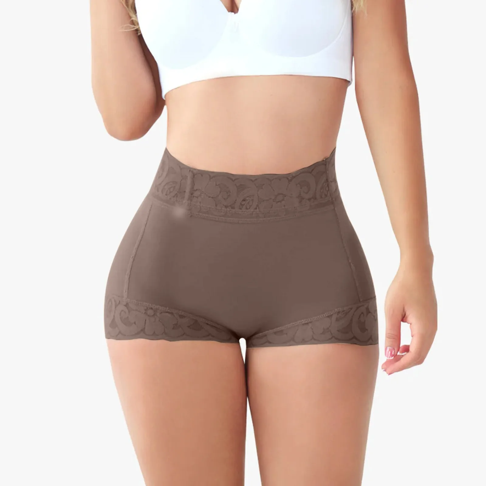 Levantador de bumbum cintura alta para mulheres, calcinha emagrecedora, roupa interior sexy, shaper do corpo de renda, calças justas modeladoras, 2024