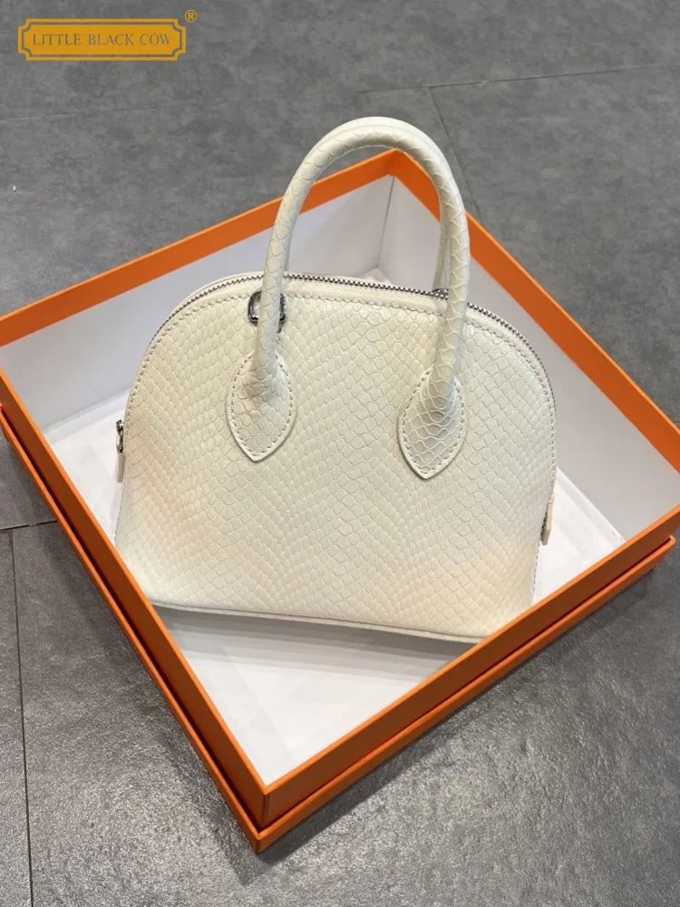 

Fashion Ladies Designer Office Genuine Leather Solid Color Serpentine Casual Office Cowhide Leather Shoulder Crossbody Handbag