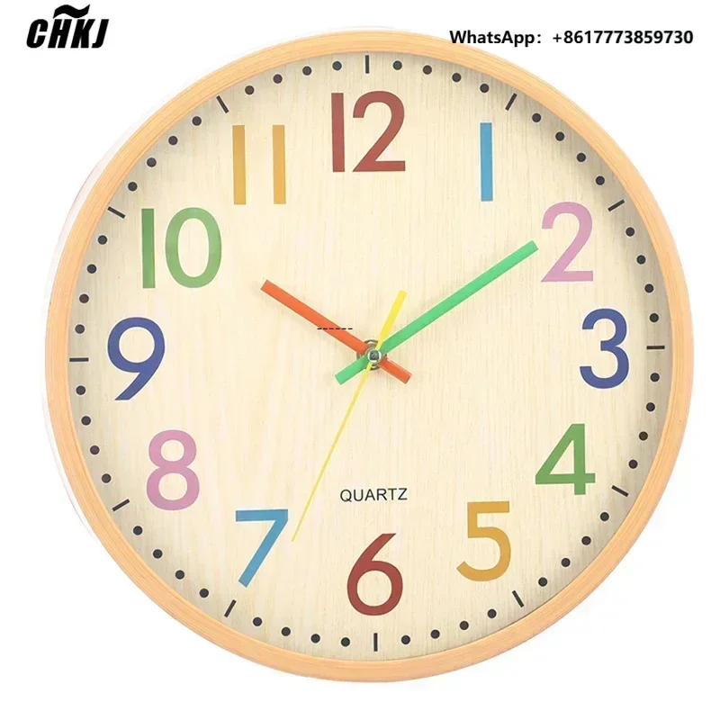 

y Silent Kids Wall Clock, 12 Inch Non Ticking Quartz Battery Operated Colorful Decorative Clock for Children Nursery Room