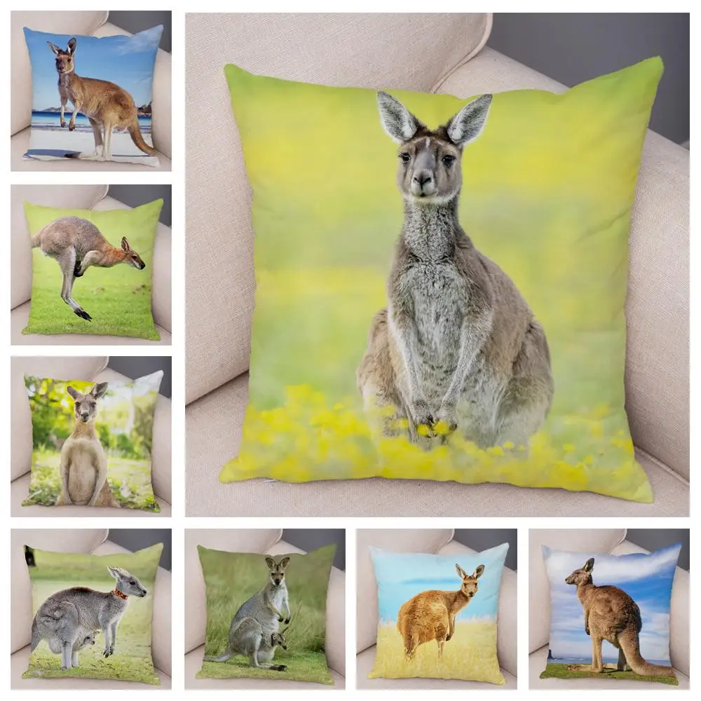 

45x45cm Wildlife Pillowcase Decorative Australian Kangaroo Pattern Polyester Print Pillowcase Cushion Cover