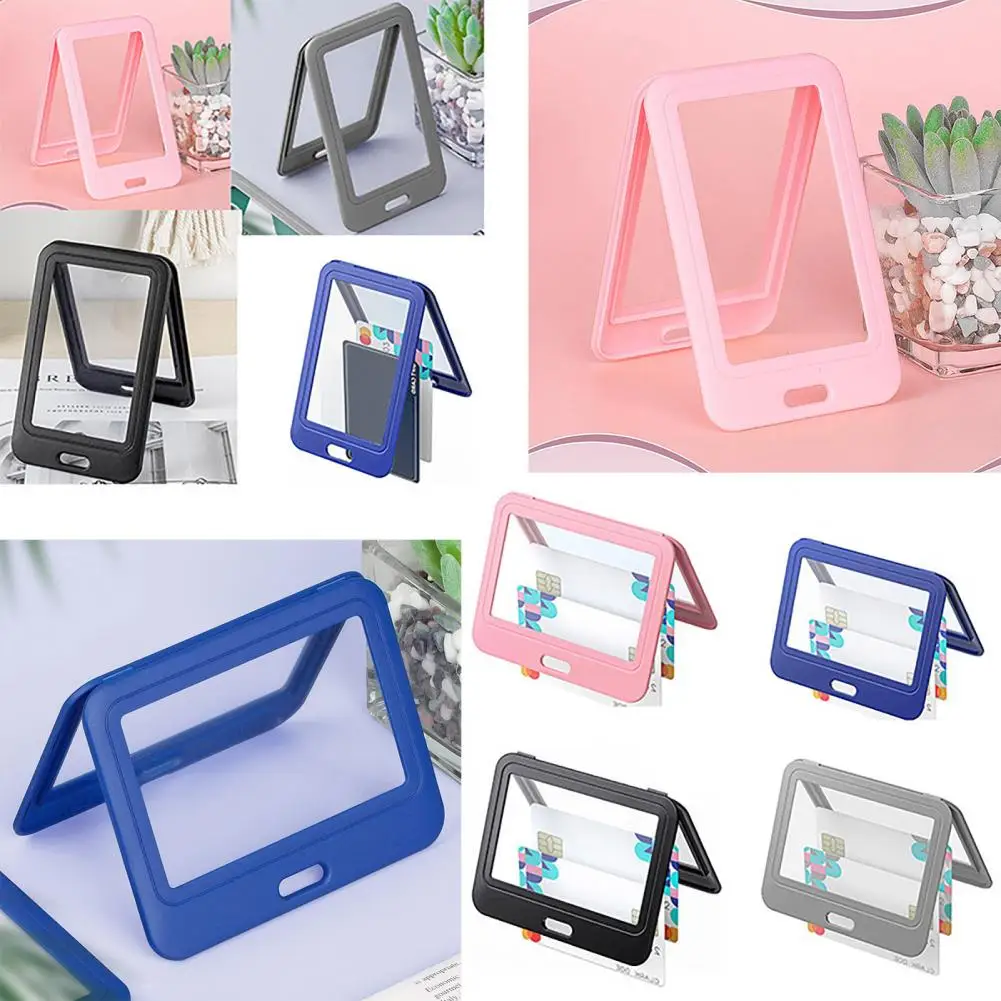 Soporte para insignia de identificación de 3 piezas con ventanas de doble cara, funda de plástico transparente dura Horizontal, Protector de tarjeta de identificación de oficina