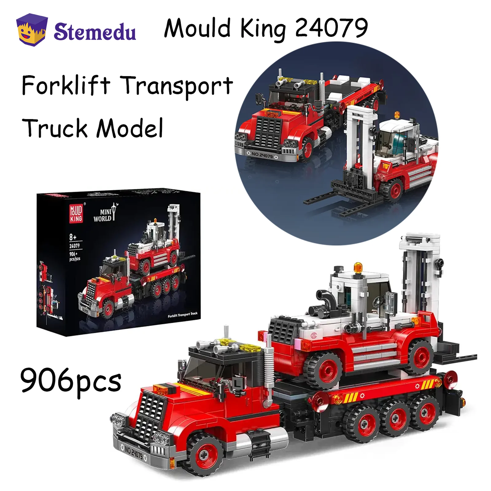 

Mold King 24079 Технический грузовик, игрушки, вилочный погрузчик, транспортный грузовик, модель строительных блоков, 906 шт., сборный автомобиль, набор кирпичей, детский рождественский подарок