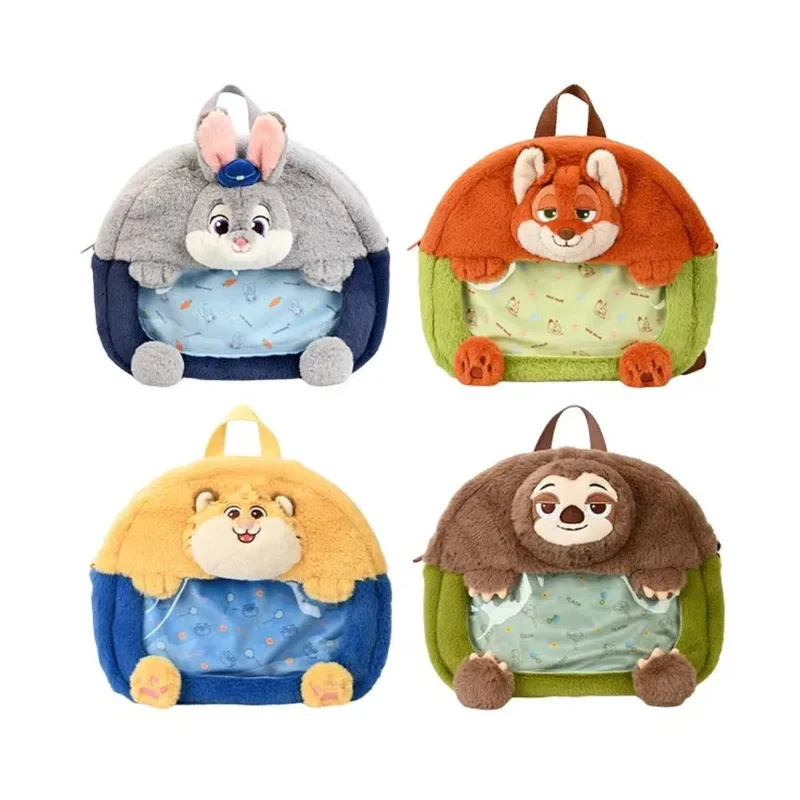 

Genuine Disney Zootopia Nick Judy Cute Backpack Anime Figure Peripheral Clawhauser Plush Backpack Girls Birthday Present