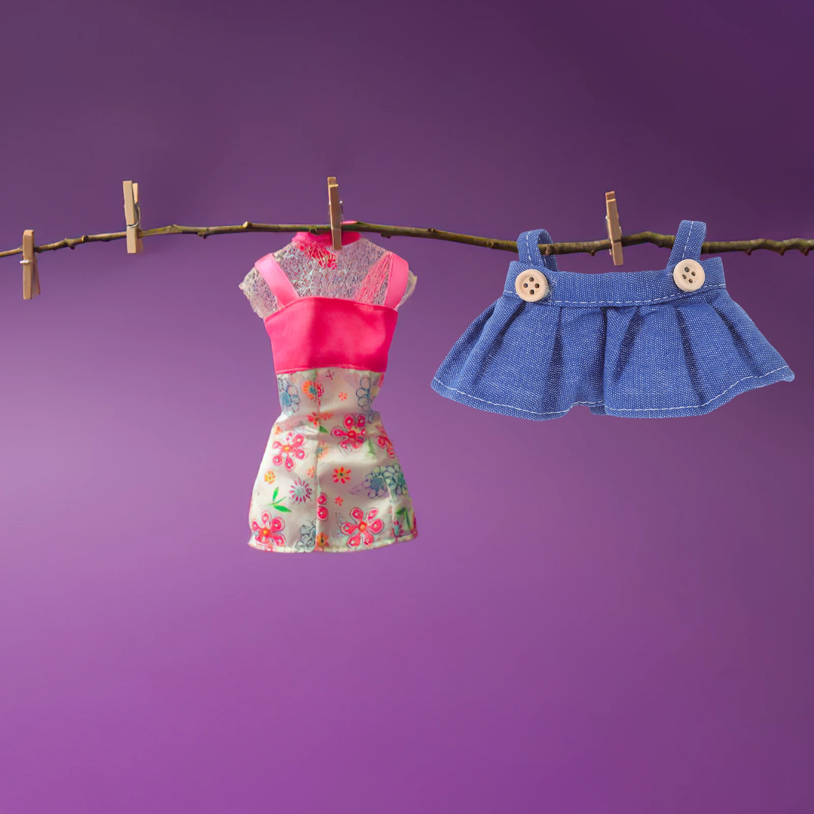 

4 Pcs Glue Clothing Rag Clothes Overalls Skirt Cute for Outfit Dress Accessories