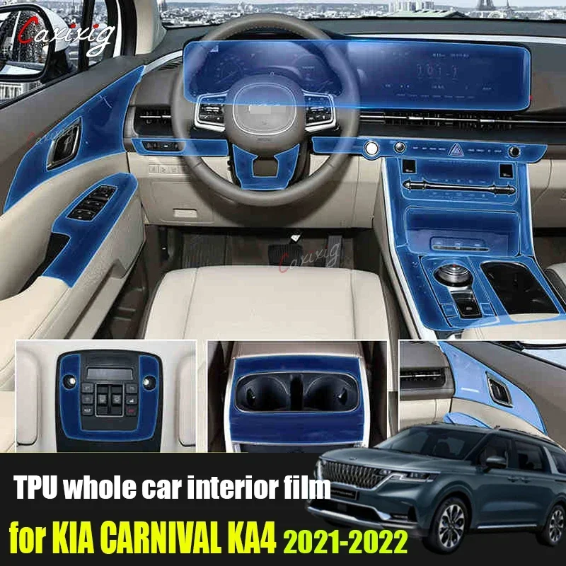 For Kia Carnival Sedona KA4 2021 2022 Full Car Interior Protective TPU Film HD Transparent Protective Car Interior
