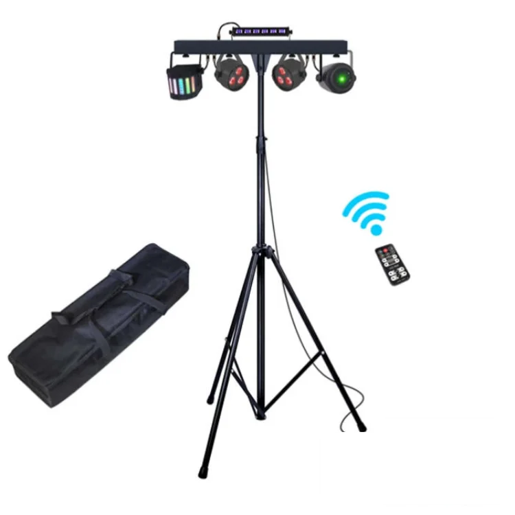 Stage DJ Disco Lighting Package RGBW 4 in1 Par  and Moonflower  Kit with Tripod Stand Set