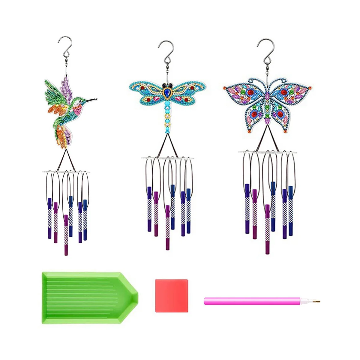 

6 Pcs Diamond Paint Suncatcher Double Sided 3D Diamond Paint Wind Chime Paint By Number Hanging Ornaments for Adults