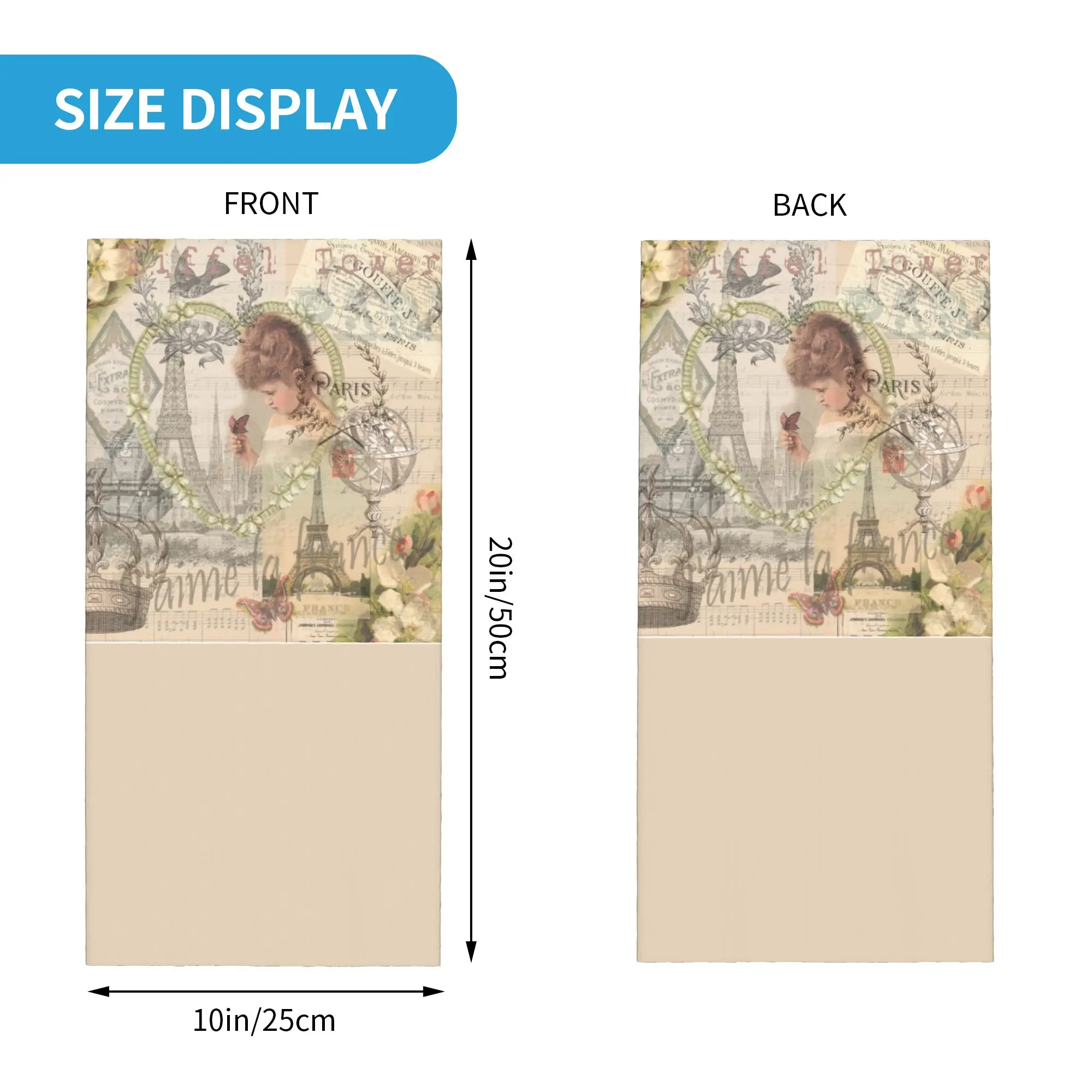 Custom Vintage Paris France Beautiful Eiffel Tower Collage Bandana Neck  UV Protection Face Scarf Cover Women Men  Headwear Tube