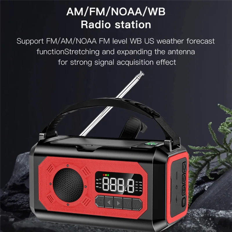 -BOFF المحمولة 12000Mah راديو الطوارئ AM/FM/NOAA راديو الطقس الشمسية كرنك اليد راديو مصباح يدوي SOS إنذار القراءة مصباح