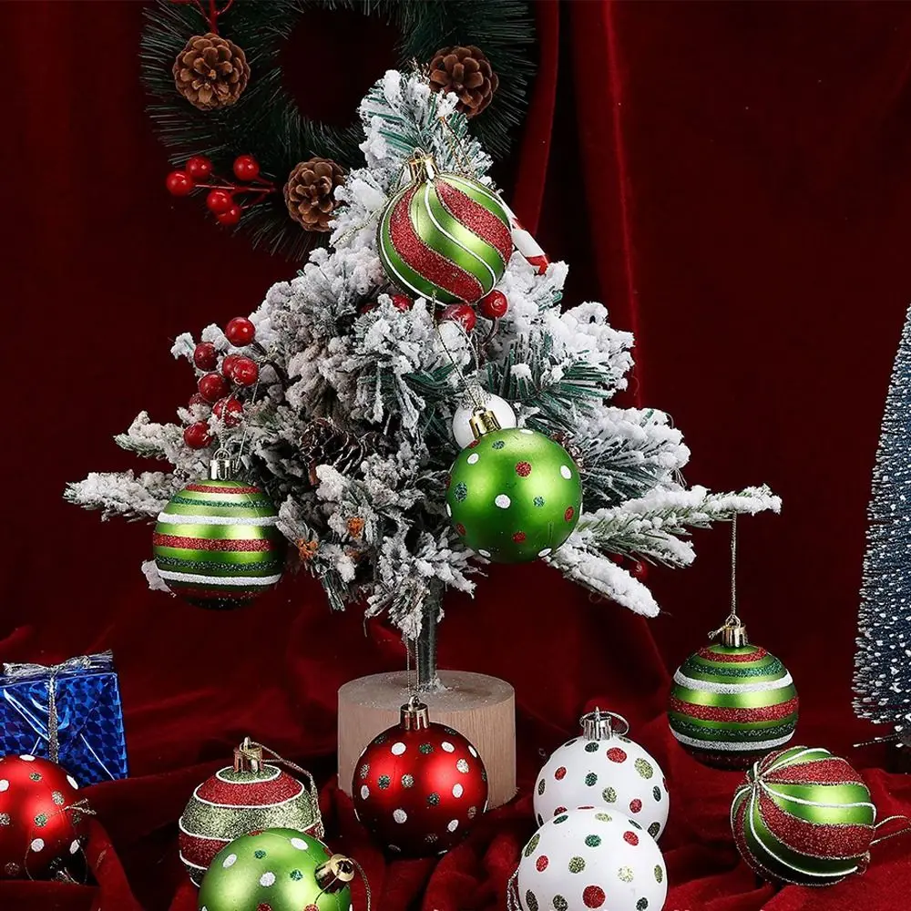 

12pcs 6cm Painted Christmas Balls Pendant Plastic Shatterproof Electroplated Hanging Balls Elegant Reusable Xmas Tree Pendants