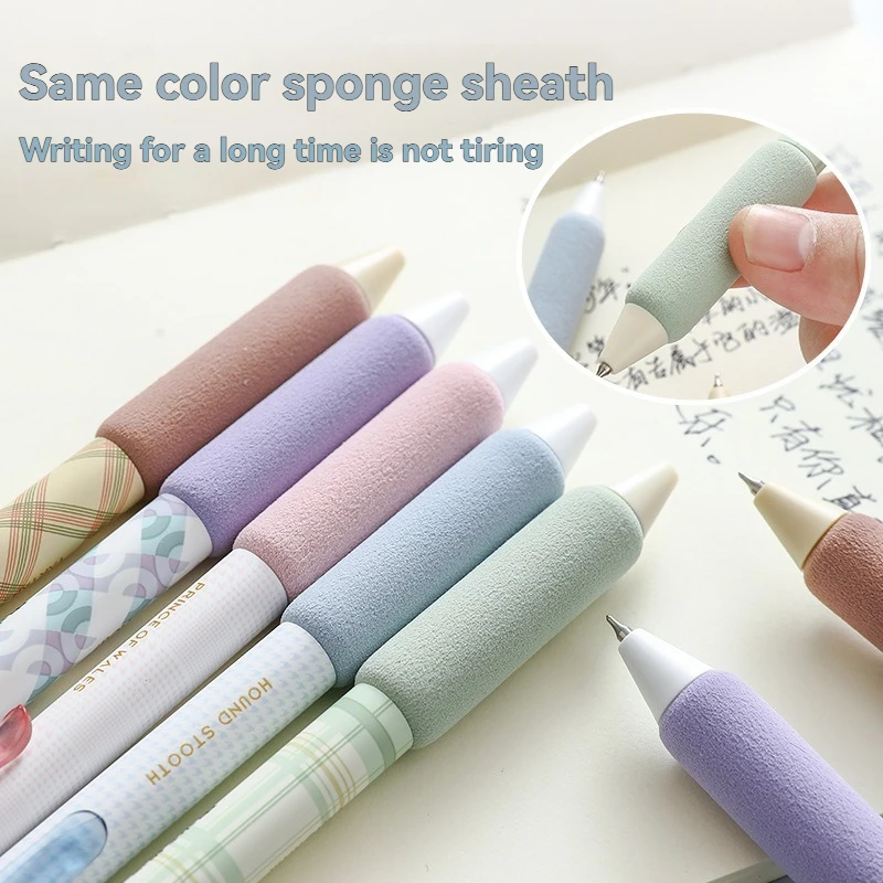 12PC Neutral Pen Press Neutral Pen Ins High Beauty Quick Dry Brushing Test Pen Sponge Cover CS Double Bead Black Pen