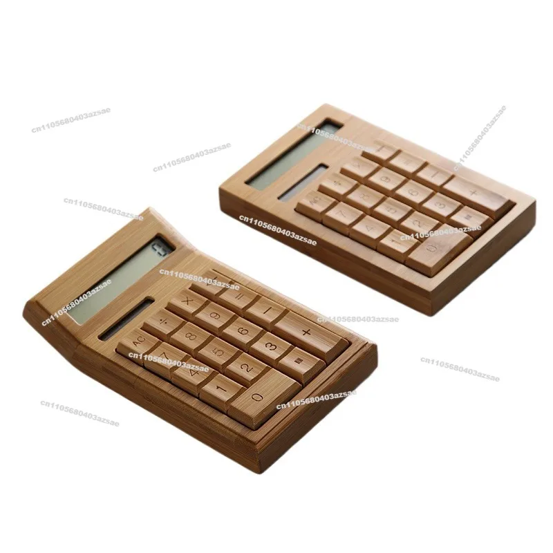 Бамбуковый солнечный калькулятор для бизнеса с большой кнопкой, креативный большой офисный компьютер