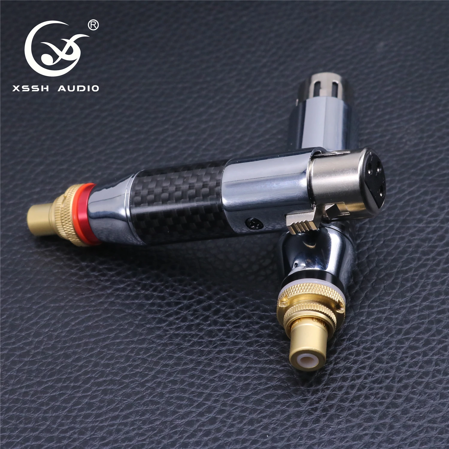 4Pcs 3Pins Connector แจ็ค XSSH เสียงสีดำคาร์บอนไฟเบอร์ Tellurium ทองแดง RCA Gold Plated โรเดียมสำหรับท่านชายหญิง XLR To อะแดปเตอร์ RCA