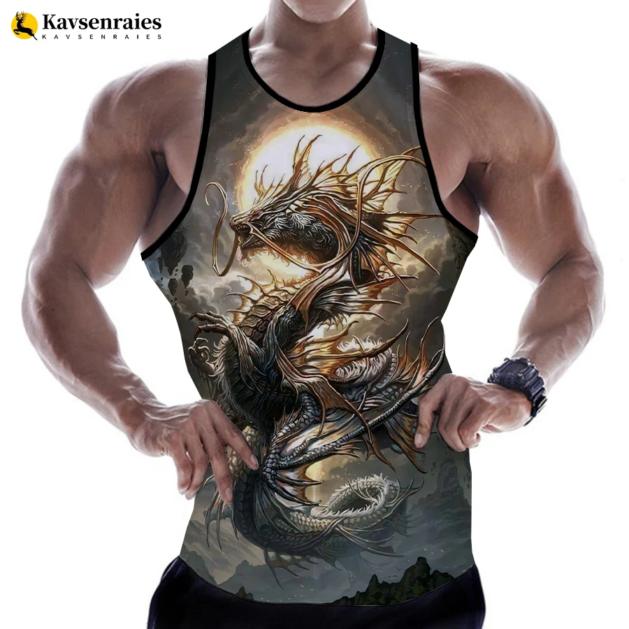 

New China Dragon 3D Tank Tops Men Women Children Broadcloth Casual Streetwear Sleeveless Shirts Quick-drying T-shirt Clothing