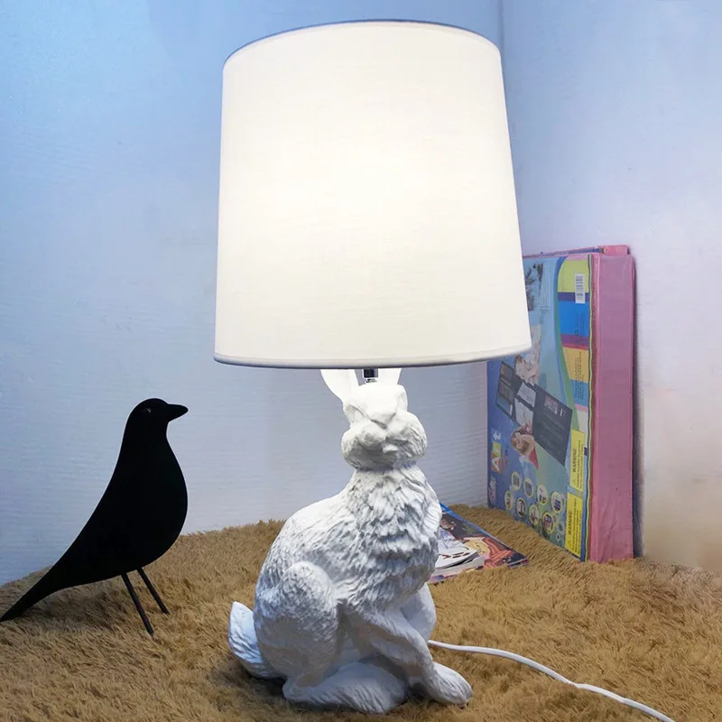 WPD Nordic Table Lamp Modern Creative Resin Desk Light LED Rabbit Shape Decorative for Home Children Bedroom Living Room