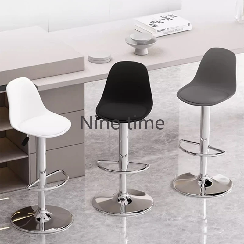 

Black Vintage Bar Chairs Reception Desk Pneumatic Base Adjustable Waiting Bar Stool Library Cushions Taburete Alto Furniture