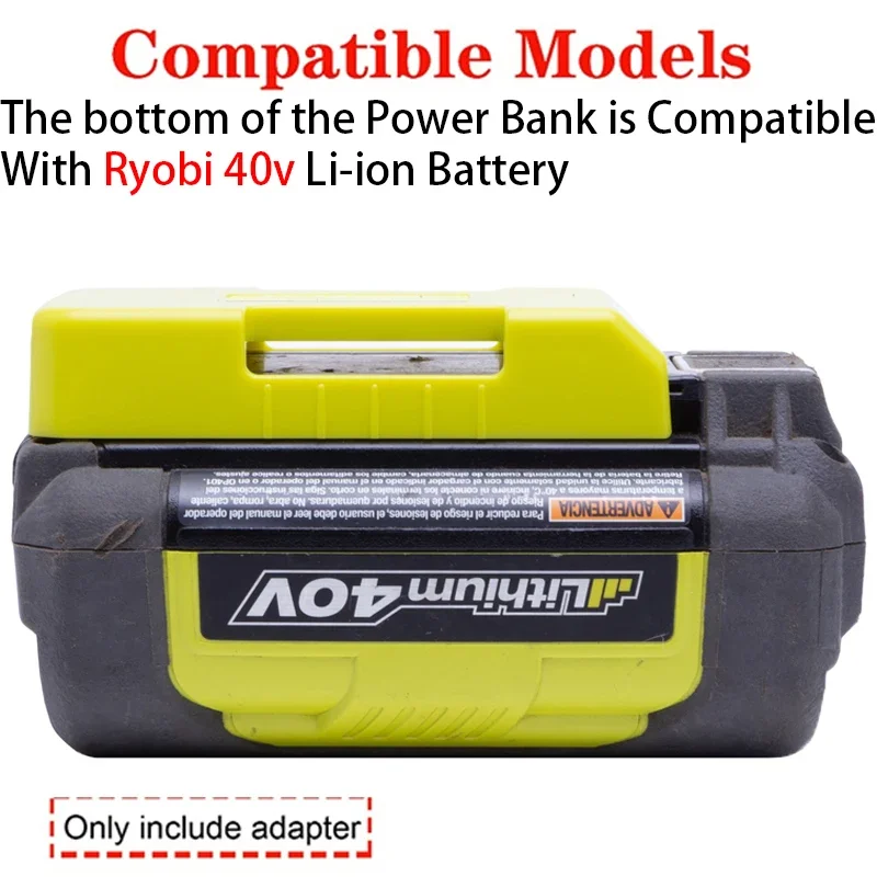 Battery Power Bank for Ryobi 40V Li-ion Battery Mobile Phone Fast Charge Power Bank Power Tool Accessories