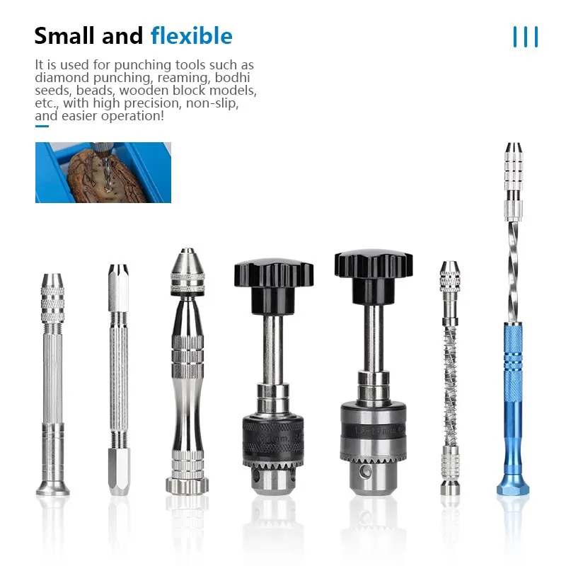 Hampton Micro Aluminium Handbohrmaschine Bohrfutter Schmuck Handwerk Hand Pin Lochbohrer für Holzbearbeitung Drehwerkzeuge Bohrfutter Hand – Detail 2