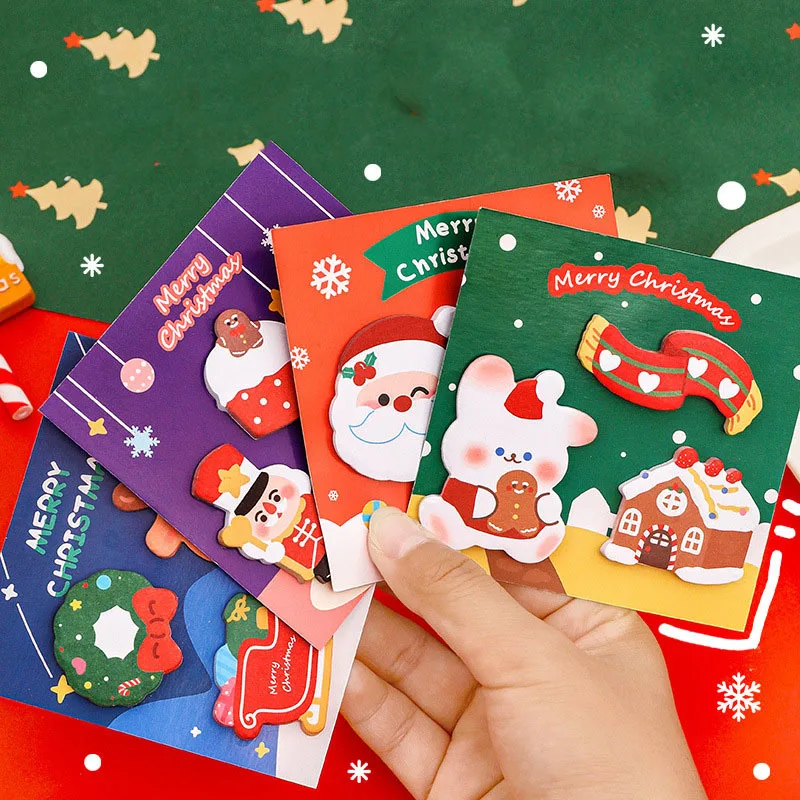 Ellen Brook 1 PCS Christmas Sticker Sticky Notes Cute Kawaii Cartoon Adhesive Notepad Memo Pad Office Supply School Stationery