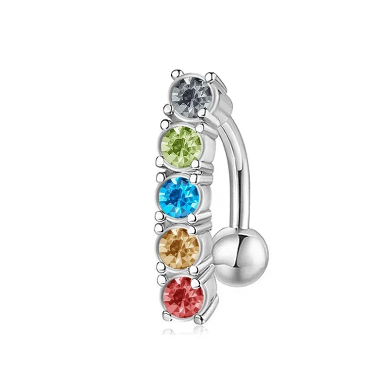 ثقب زر البطن الكريستالي من الفولاذ المقاوم للصدأ ، استرخى ، زهرة ، فاك ، عكس ، حلقات السرة ، العصرية ، الملحقات #6