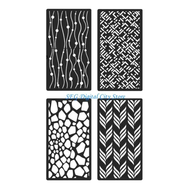 U75B 4 個花ステンシル植物アートテンプレートスクラップブックステンシルクラフトテンプレートハローアウト絵画ステンシル