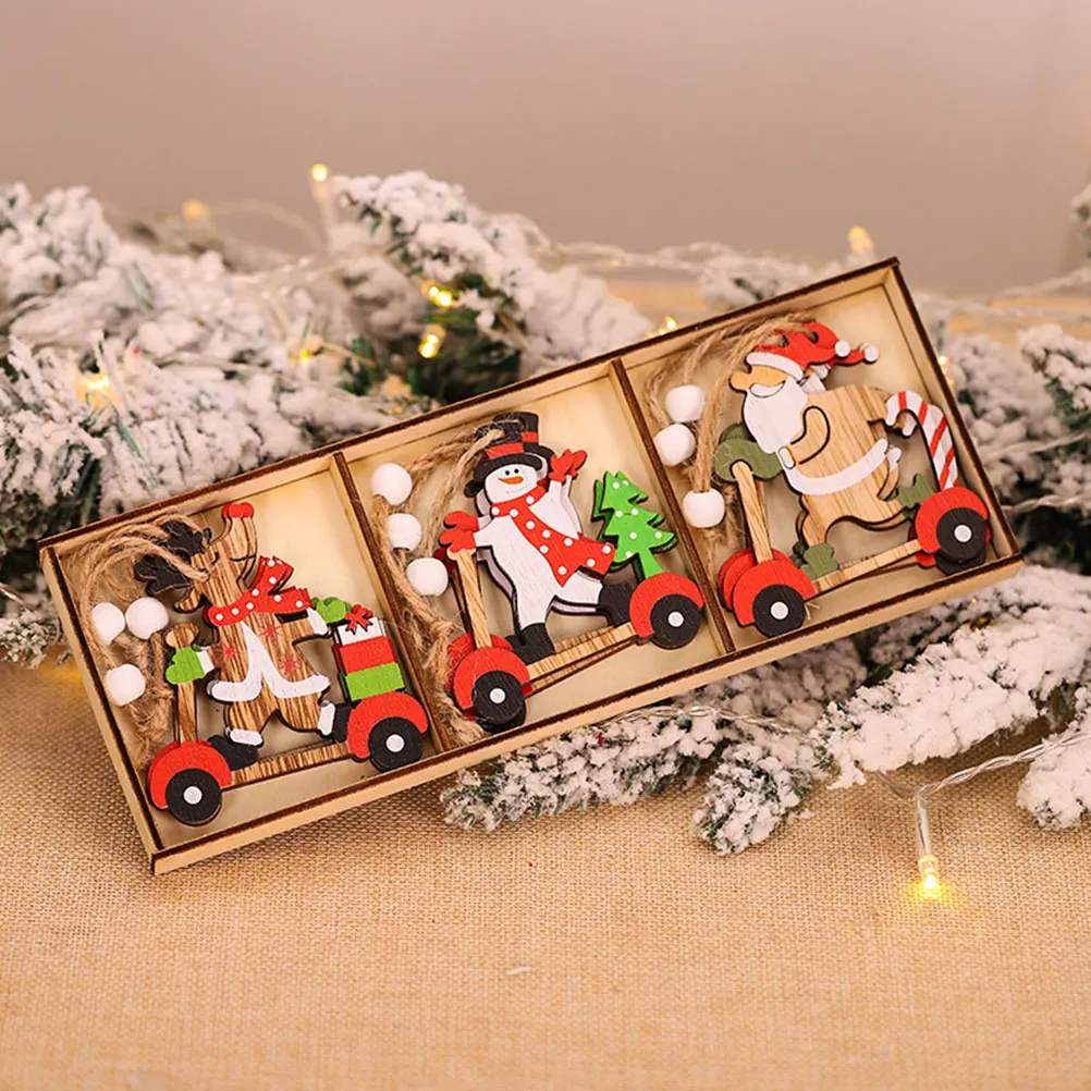 

18 Pcs Christmas Decoration Pendant Xmas Tree Hanging Ornament Home Detachable Props for Garden Wood Cutouts Small Holiday
