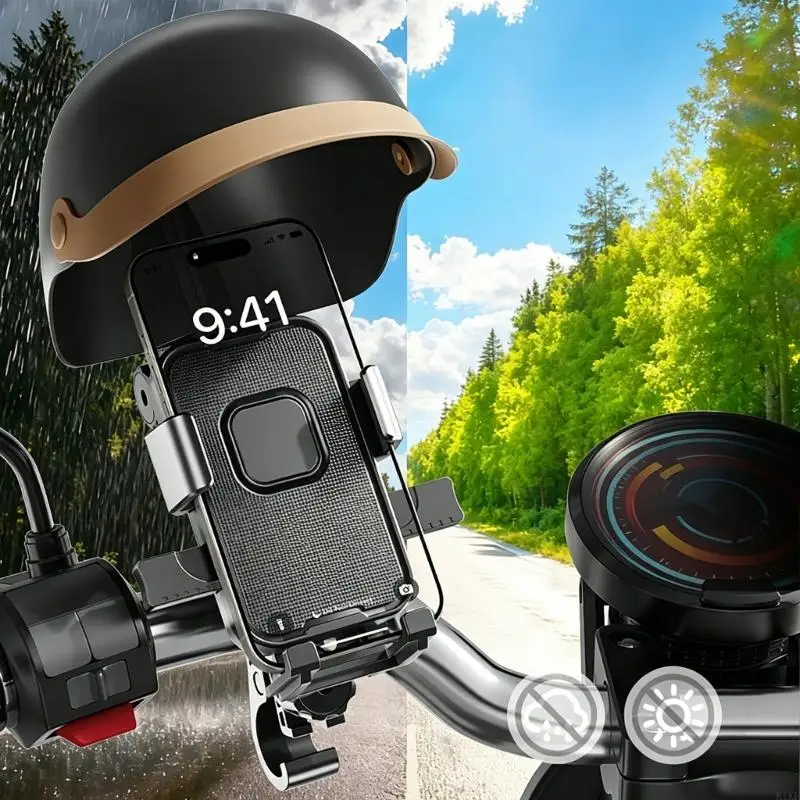 

Motorcycle Handlebar/Rearview Mirror Phone Mount With Adjustable Sun Visors And Anti Shake Design For Scooter Navigation K1KF