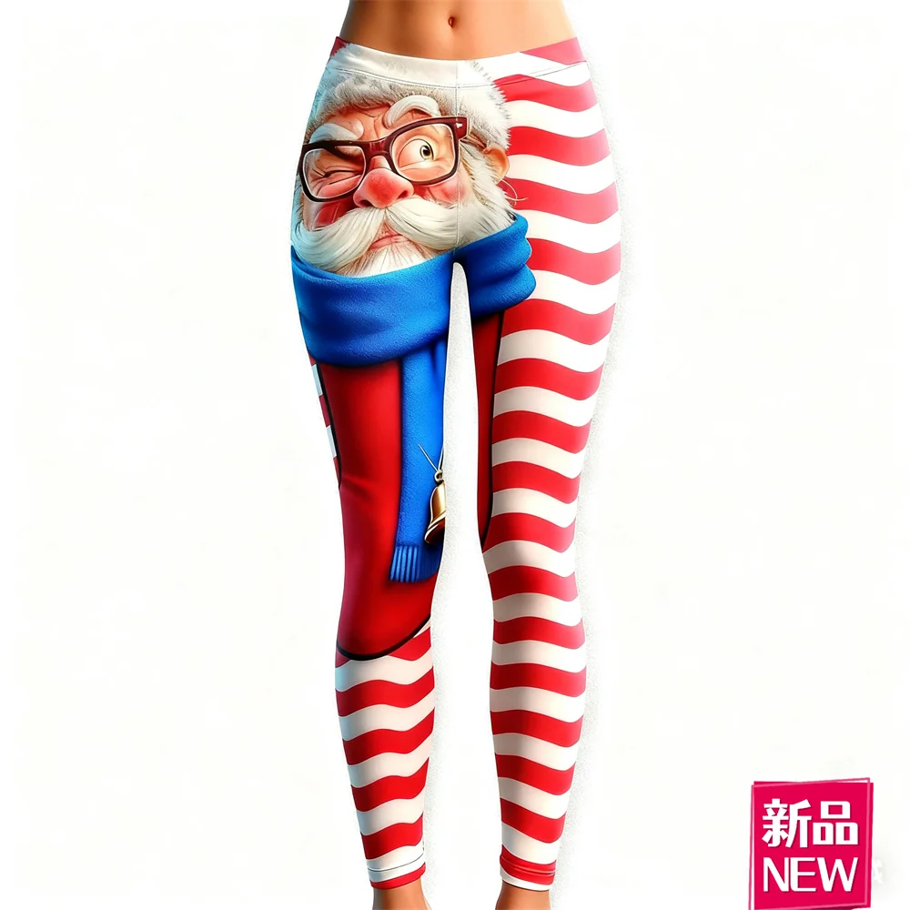 

3D Print Santa Clause Graphic Women's Leggings Christmas Theme Casual Sports High Waist Pants Outdoor Fitness Elastic Yoga Pants