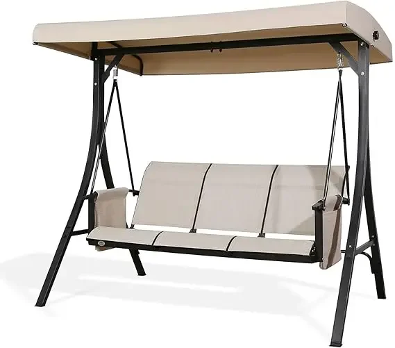 Outdoor Porch Swing Patio Hammock Swing Glider Bench with Adjustable Canopy