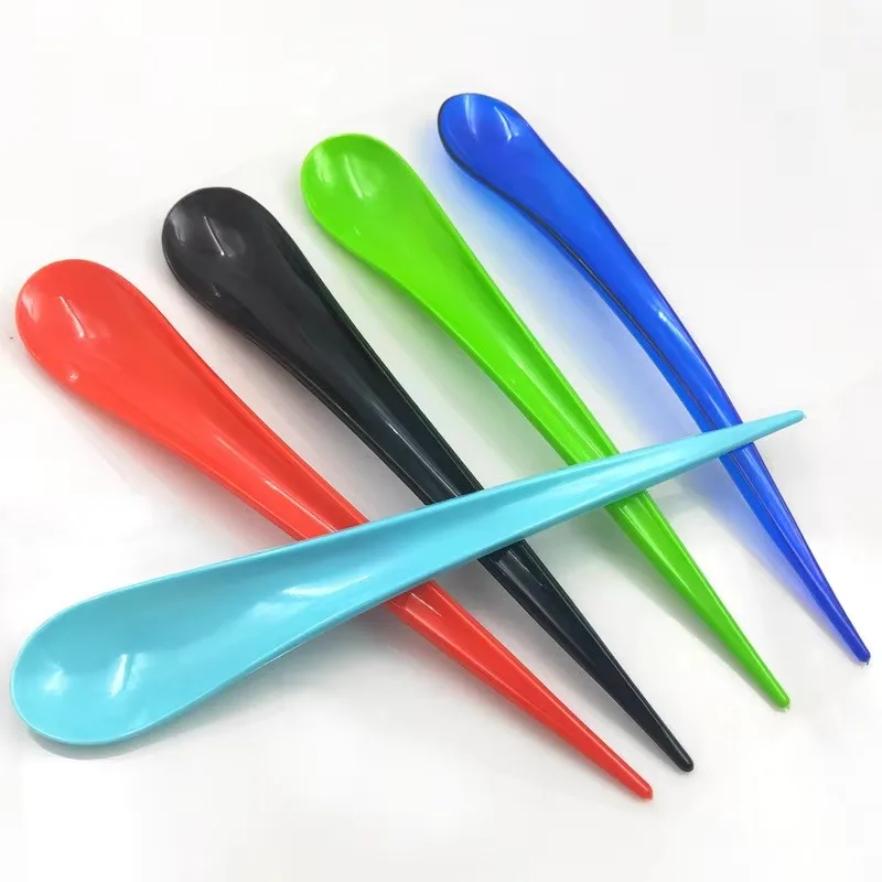 1000Pcs/Lot Disposable Plastic Long handle Arc Scoop Water Drop Ice Cream Spoon Big Ice Cream Spoon Fruit Tea Spoon 20cmx3.2cm