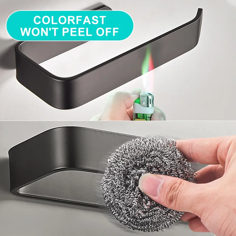MOLI Black White Self Adhesive kitchen Paper holder Toilet Paper Roll Holder Kitchen Roll Tissue Stand Organizer AluminumML65B-1 - view 5