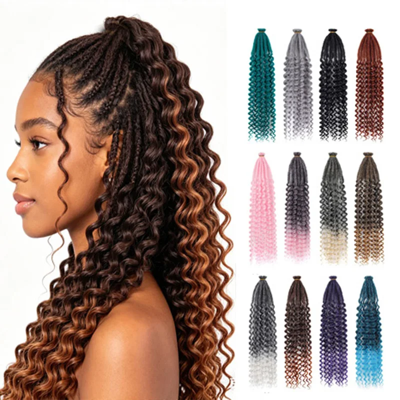 

20 Strands Hippie Style Crochet Hair Boho Braid Hair 24inch Synthetic Hair for Black Women Daily Crochet Hair With Curly Ends