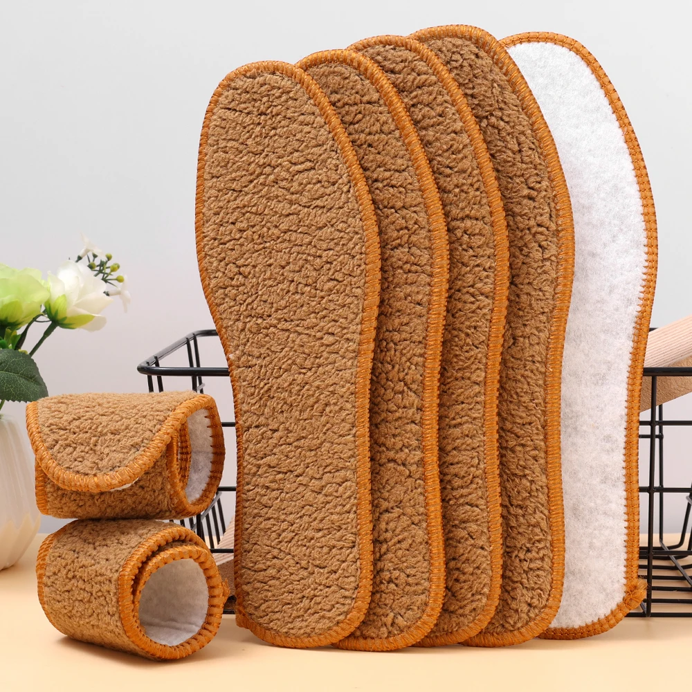 2/10pcs Winter Thermal Shoes Insoles Soft Alpaca Wool Thicken Warm Shoes Pads Breathable Women Men Snow Boots Shoes Heated Pad