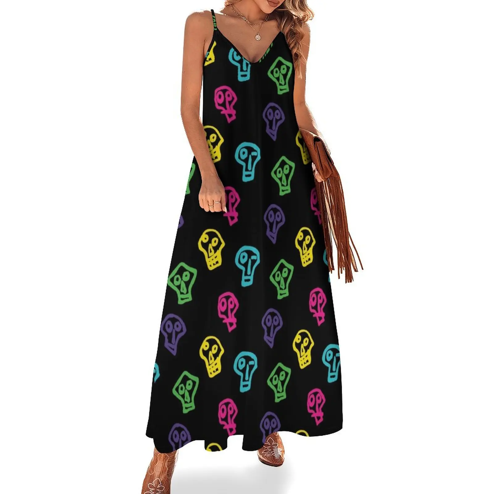 

Mighty Boosh Skulls Pattern Colourful Sleeveless Dress Elegant gowns sexy dress clothing women summer 2025