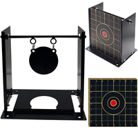 Airsoft Target Metal Shooting Targets Stand with 5Pcs Target Papers for Air Rifle Bb Bullet Shooting Practice Indoor Outdoor