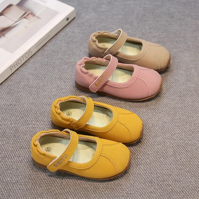 

Girls Princess Shoes Candy Color Sweet Kids Flat Shoes Non-slip Soft Sole 2025 New Children Loafers Hook&loop Ins Trendy Cute
