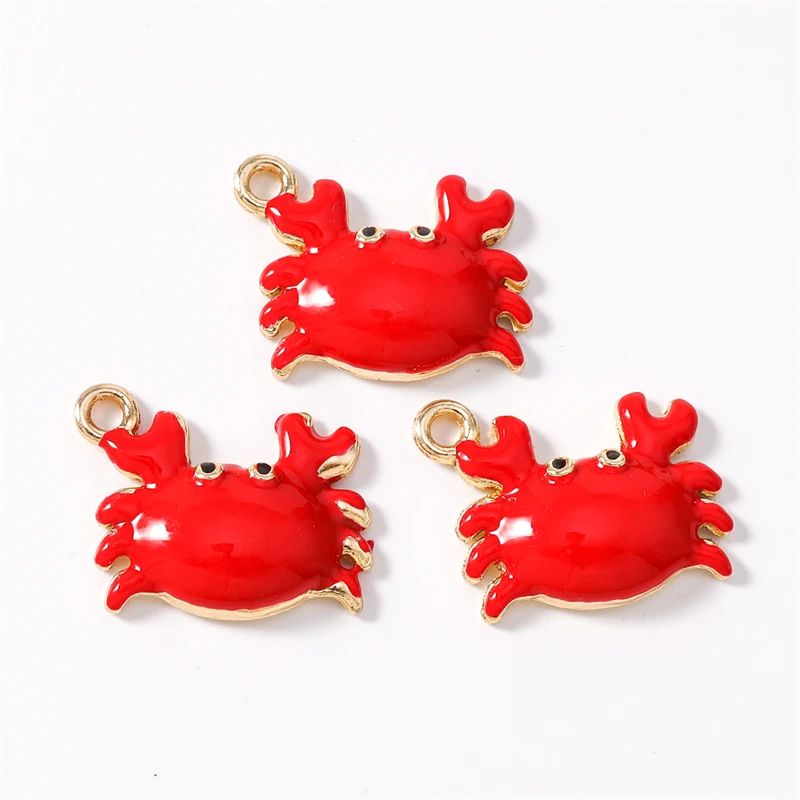 Duarte 20 Teile/los Nette Bunte Emaille Tier Krabben Charms Anhänger Fit Halsketten Ohrringe Armbänder DIY Handwerk Schmuck Machen – Detail 5