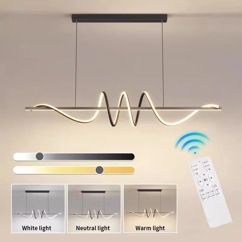 

Minimalist Long Strip Restaurant Ceiling Chandelier Home Decor Bedroom Living Room Pendant Light Dining Table Bar Hanging Lamps