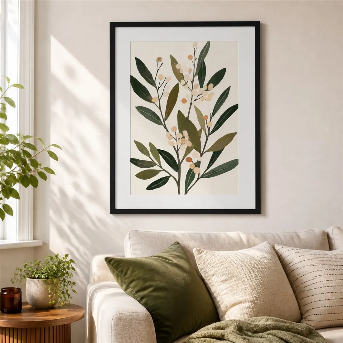 Leafy Serenade Poster,Canvas Wall Print,Modern Art Illustration,HighGrade Home Decoration Artwork for Bedroom,Living Room,Office