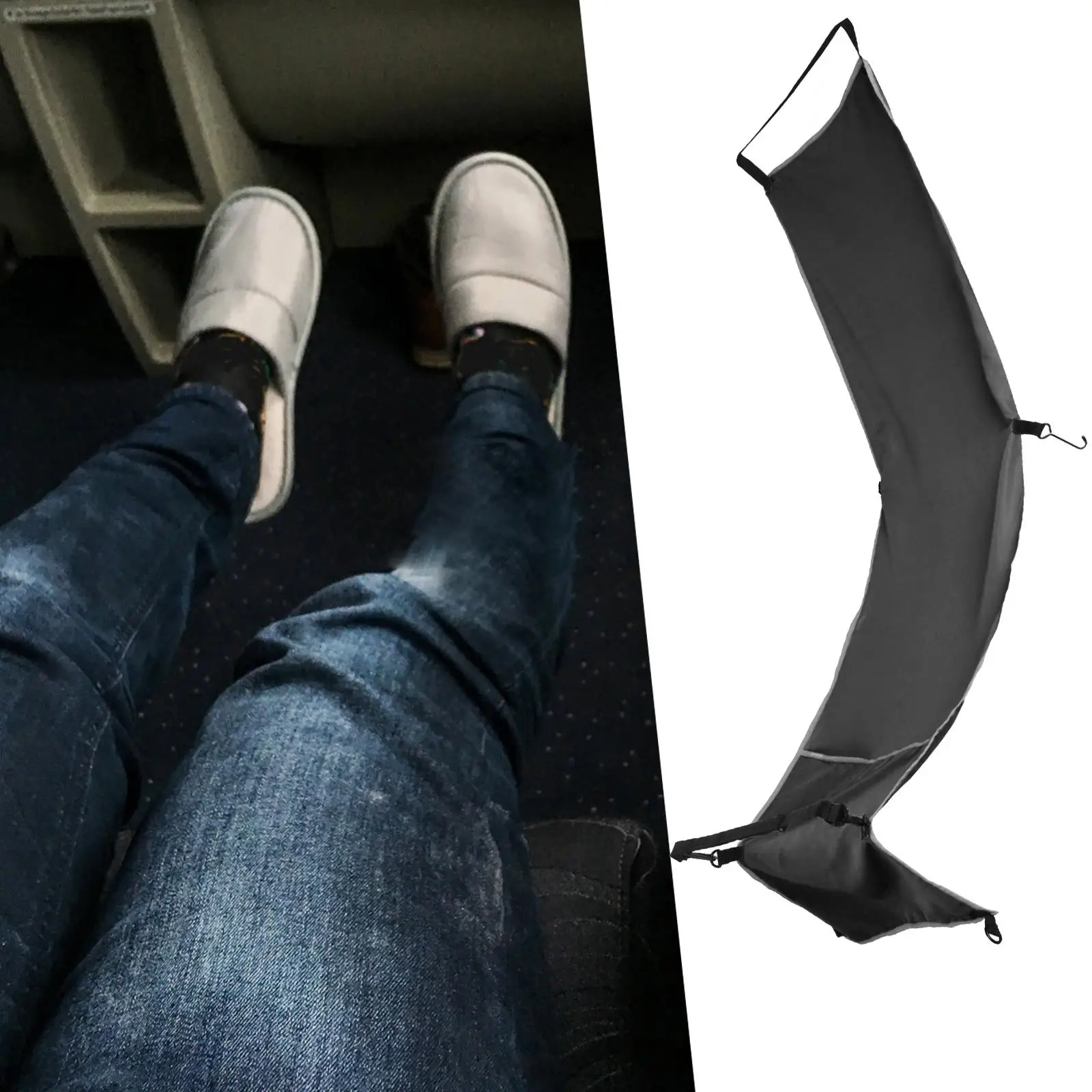 Portable Airplane Footrest Hammock Adjustable Seat Cover for Flights Trains Buses High Wear Resistance Travel Foot Rest for