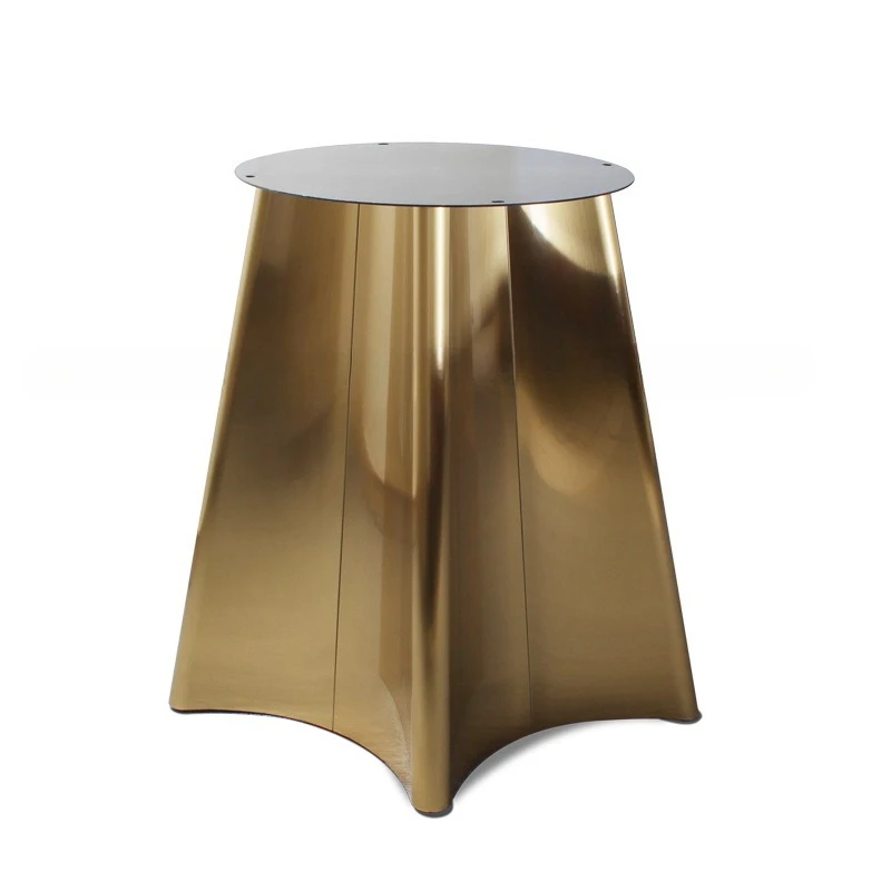 

Light luxury minimalist stainless steel table foot wrought iron large round dining table rack restaurant marble dining table