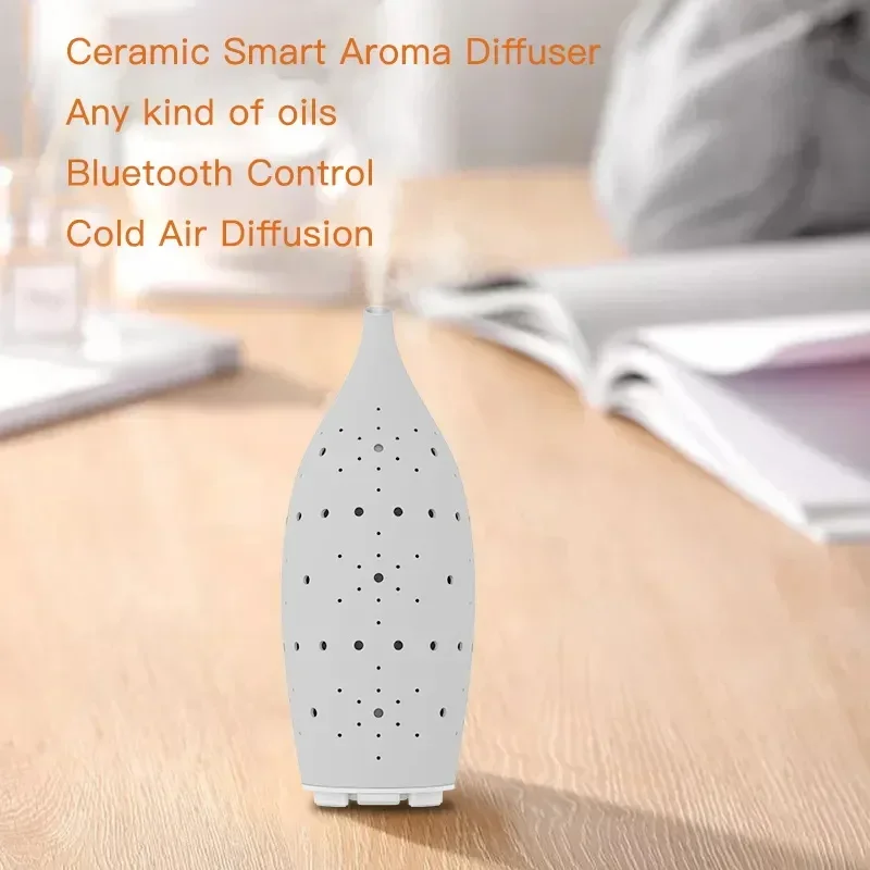 New Bluetooth App Control 60ml Essential Oil Hotel Scent Diffuser Machine Fragrance Electric Ceramic Waterless Aroma Diffuser