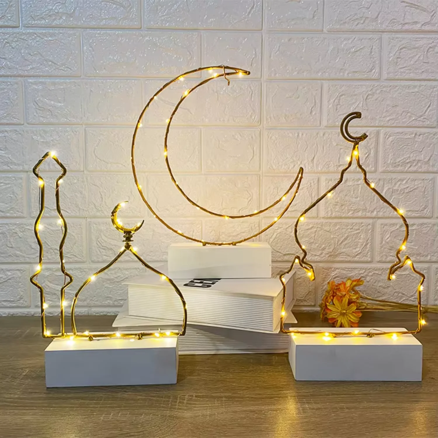 

Ramadan Festival Supplies Eid Mubarak Decoration Decoration Ornaments Wrought Iron Moon Temple Shape Lamp