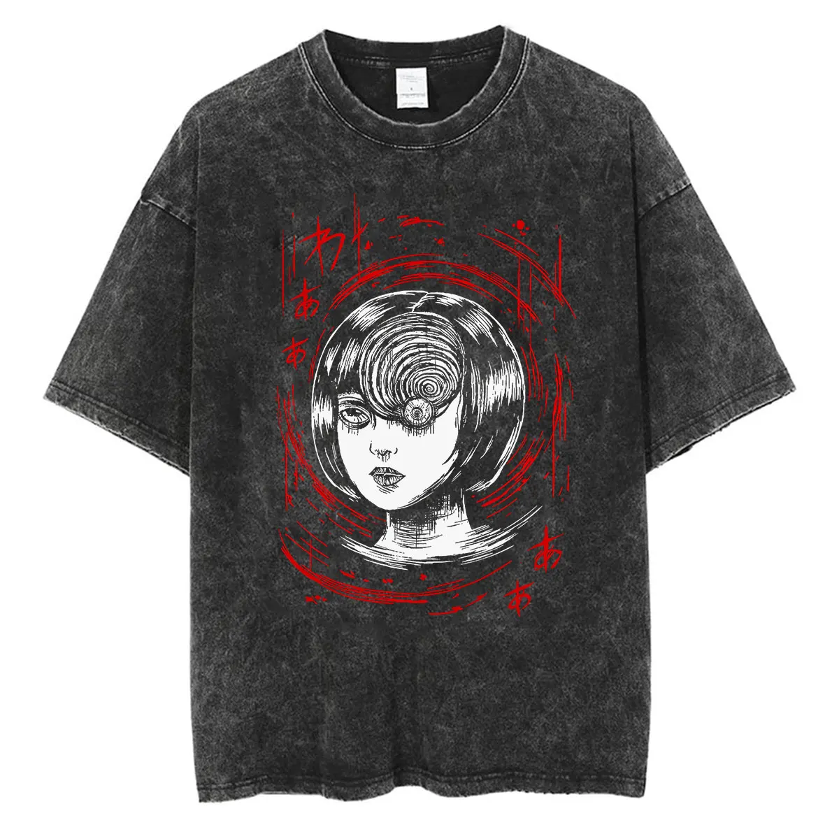 Anime Tomie Junji Ito Vintage Washed T Shirt Japanese Horror Manga Men Women T-shirts Casual Cotton Short Sleeve Tees Streetwear